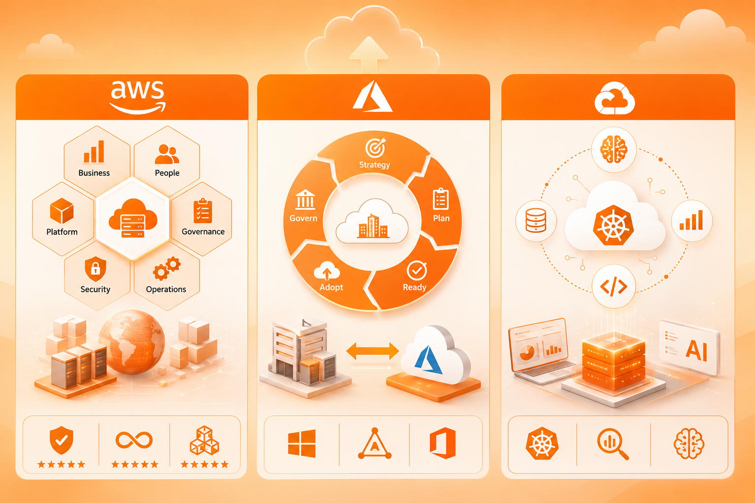 cloud adoption 3 - #1 Hosting Giá Rẻ, VPS Giá Rẻ, Máy Chủ Vật Lý, Email, Cloud Server So sánh 3 bộ khung Cloud Adoption (CAF)