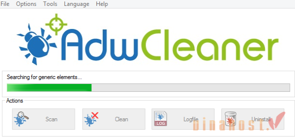 Mở AdwCleaner và chọn Scan
