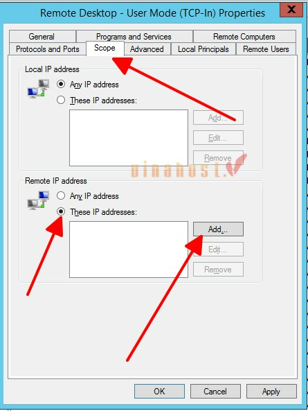 Chọn These IP addresses > Nhấn Add