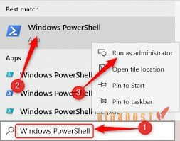 Mở PowerShell bằng quyền Administrator
