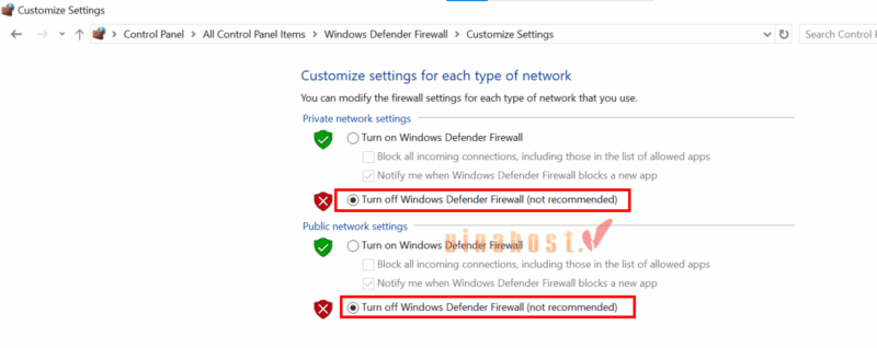 loi dns probe finished bad config la gi 8 - #1 Hosting Giá Rẻ, VPS Giá Rẻ, Máy Chủ Vật Lý, Email, Cloud Server Tạm thời tắt tường lửa cho mạng đang sử dụng