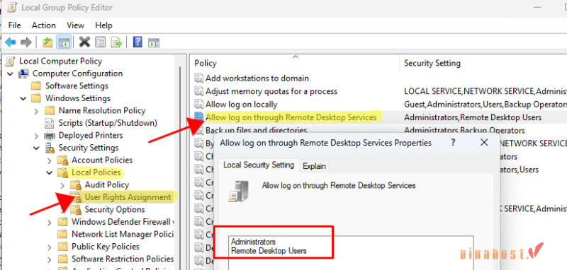 loi to sign in remotely you need the right to sign in through remote desktop services 3 1 - #1 Hosting Giá Rẻ, VPS Giá Rẻ, Máy Chủ Vật Lý, Email, Cloud Server Tìm chính sách Allow log on through Remote Desktop Services