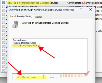 loi to sign in remotely you need the right to sign in through remote desktop services 4 - #1 Hosting Giá Rẻ, VPS Giá Rẻ, Máy Chủ Vật Lý, Email, Cloud Server Chọn Add User or Group > Thêm tài khoản > Nhấn OK