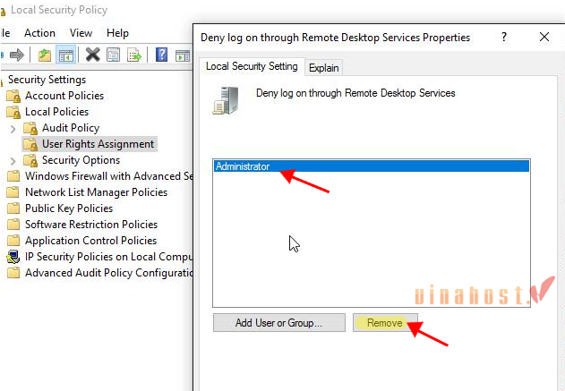 loi to sign in remotely you need the right to sign in through remote desktop services 6 - #1 Hosting Giá Rẻ, VPS Giá Rẻ, Máy Chủ Vật Lý, Email, Cloud Server Xóa tài khoản hoặc nhóm khỏi chính sách Deny