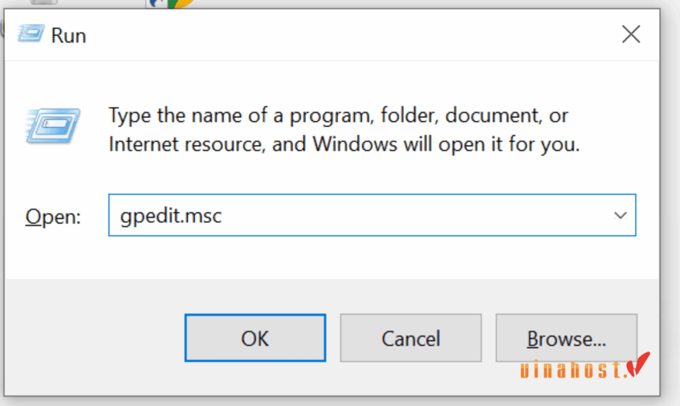 loi your credentials did not work 10 - #1 Hosting Giá Rẻ, VPS Giá Rẻ, Máy Chủ Vật Lý, Email, Cloud Server Nhập gpedit.msc trong hộp thoại Run