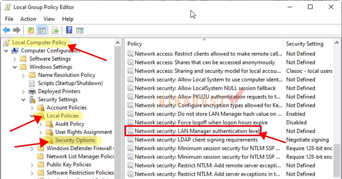 loi your credentials did not work 11 - #1 Hosting Giá Rẻ, VPS Giá Rẻ, Máy Chủ Vật Lý, Email, Cloud Server Tìm chính sách Network security LAN Manager authentication level