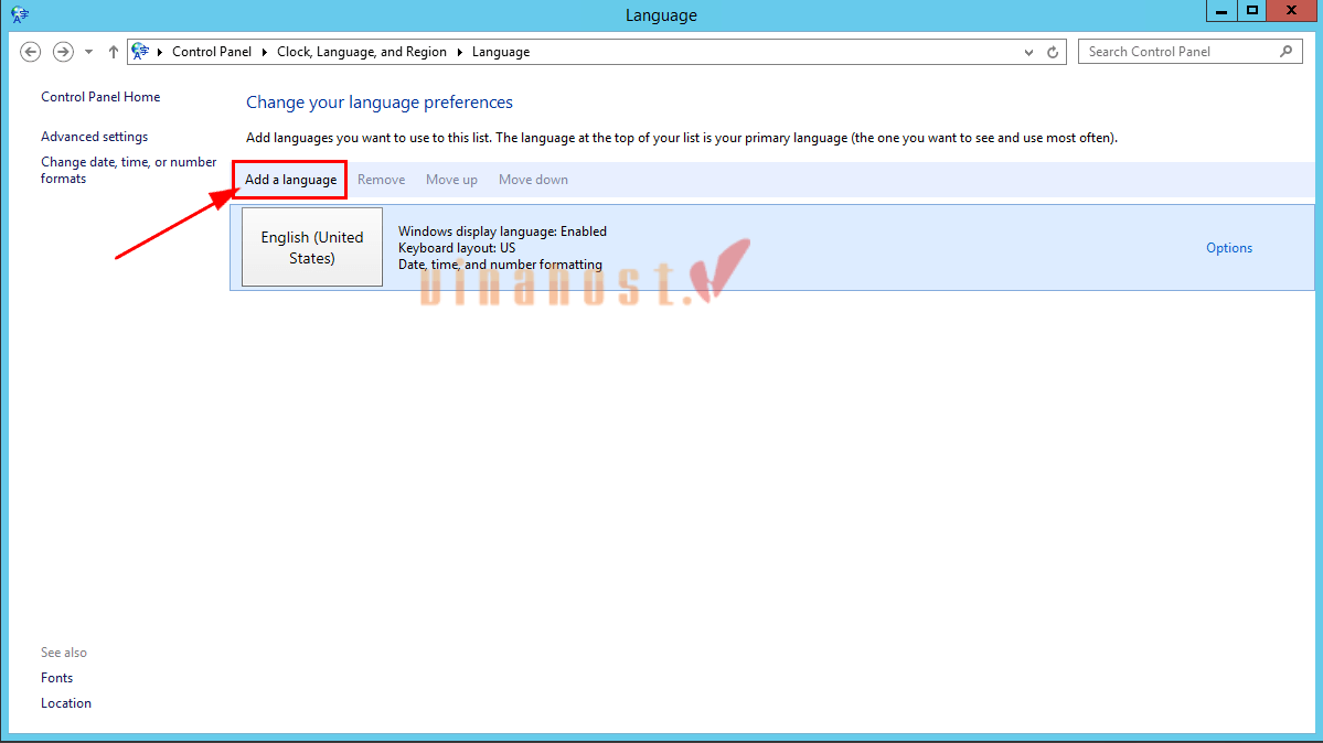 thay doi ngon ngu tren vps 7 - #1 Hosting Giá Rẻ, VPS Giá Rẻ, Máy Chủ Vật Lý, Email, Cloud Server Nhấn Add a language