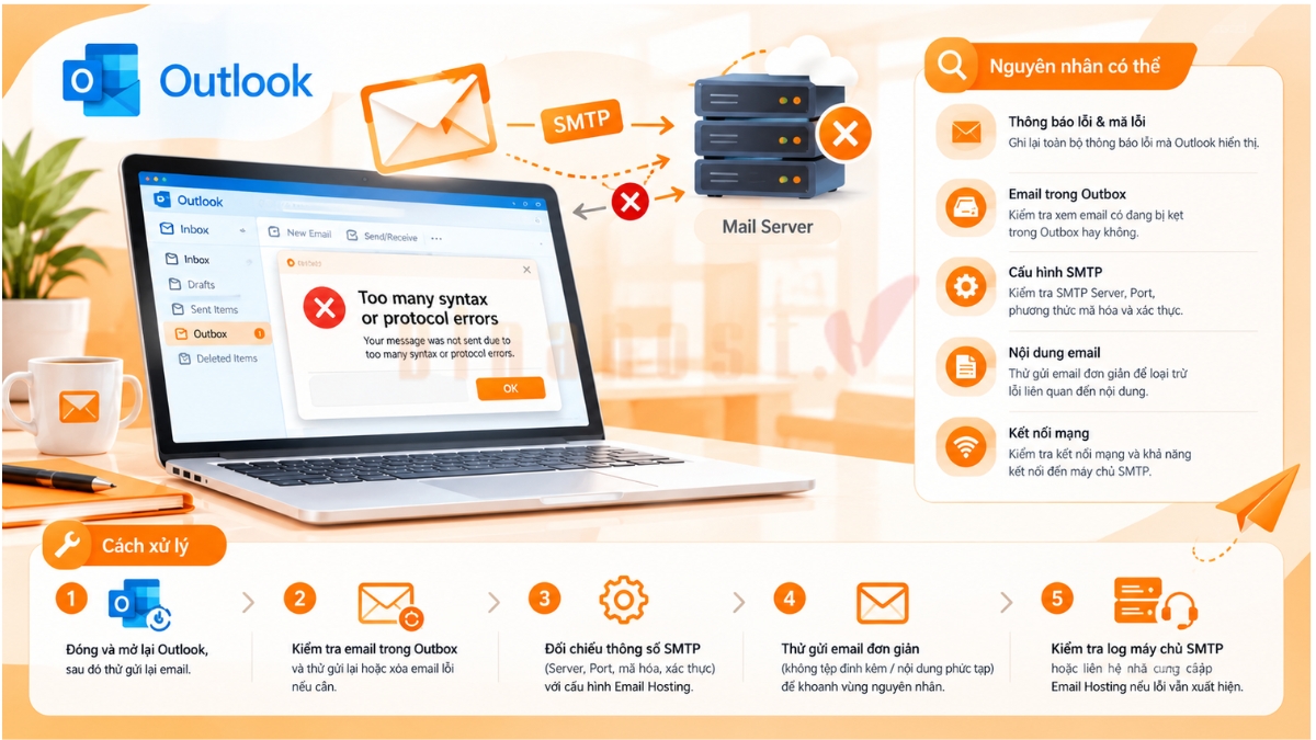 Lỗi “Too many syntax or protocol errors” khi gửi email