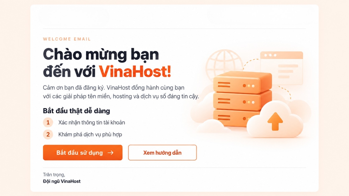 mau email marketing 1 - #1 Hosting Giá Rẻ, VPS Giá Rẻ, Máy Chủ Vật Lý, Email, Cloud Server Mẫu Email Marketing chào mừng khách hàng