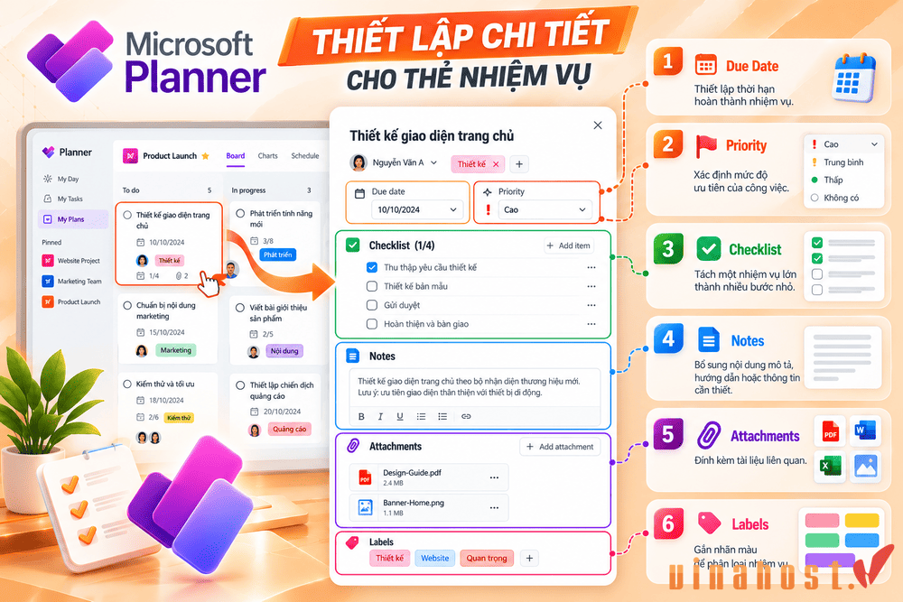 Microsoft Planner la gi 5 - #1 Hosting Giá Rẻ, VPS Giá Rẻ, Máy Chủ Vật Lý, Email, Cloud Server thiết lập thông tin chi tiết cho thẻ nhiệm vụ