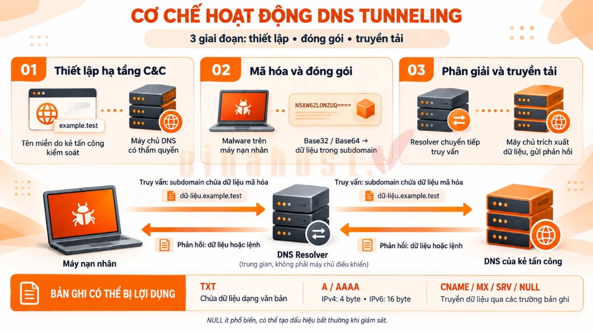 dns tunneling 3 - #1 Hosting Giá Rẻ, VPS Giá Rẻ, Máy Chủ Vật Lý, Email, Cloud Server Cơ chế hoạt động chi tiết của DNS Tunneling