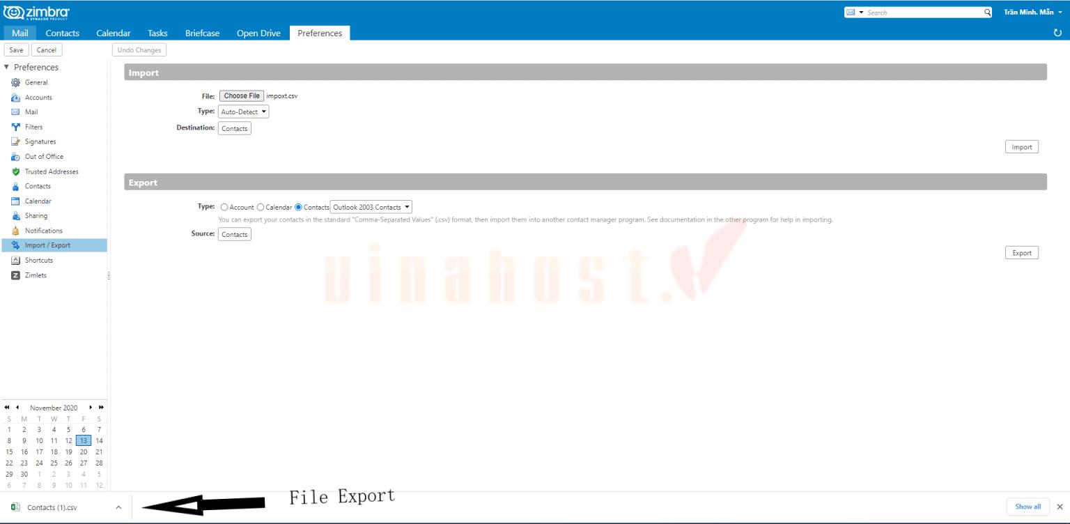 huong dan su dung zimbra 9 - #1 Hosting Giá Rẻ, VPS Giá Rẻ, Máy Chủ Vật Lý, Email, Cloud Server Cách Export danh bạ từ Zimbra
