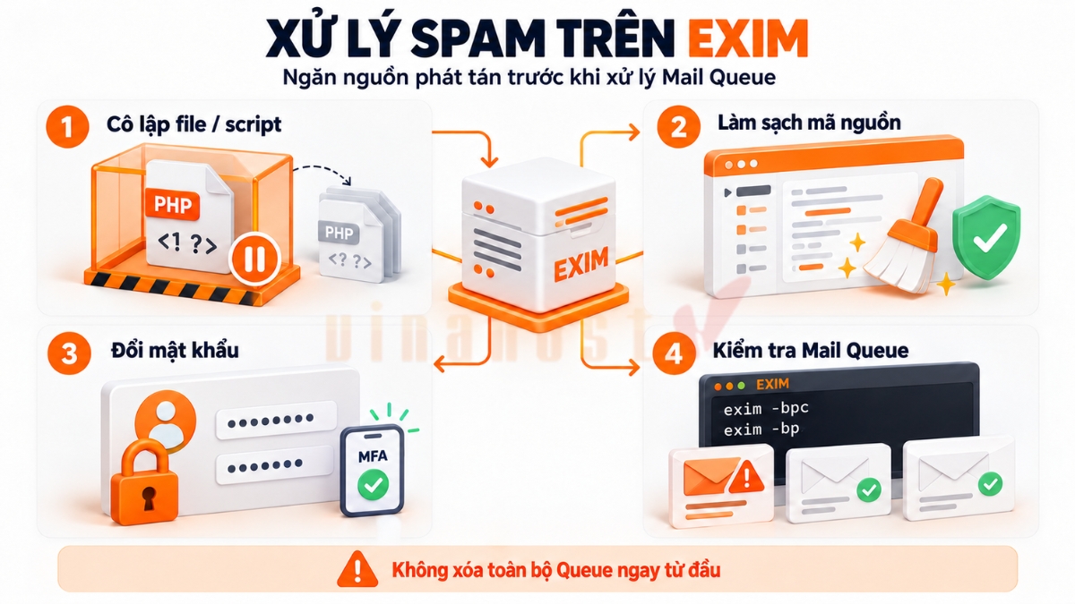 phat hien spam mail voi exim 4 - #1 Hosting Giá Rẻ, VPS Giá Rẻ, Máy Chủ Vật Lý, Email, Cloud Server Cách xử lý khi phát hiện Exim bị lợi dụng để gửi spam