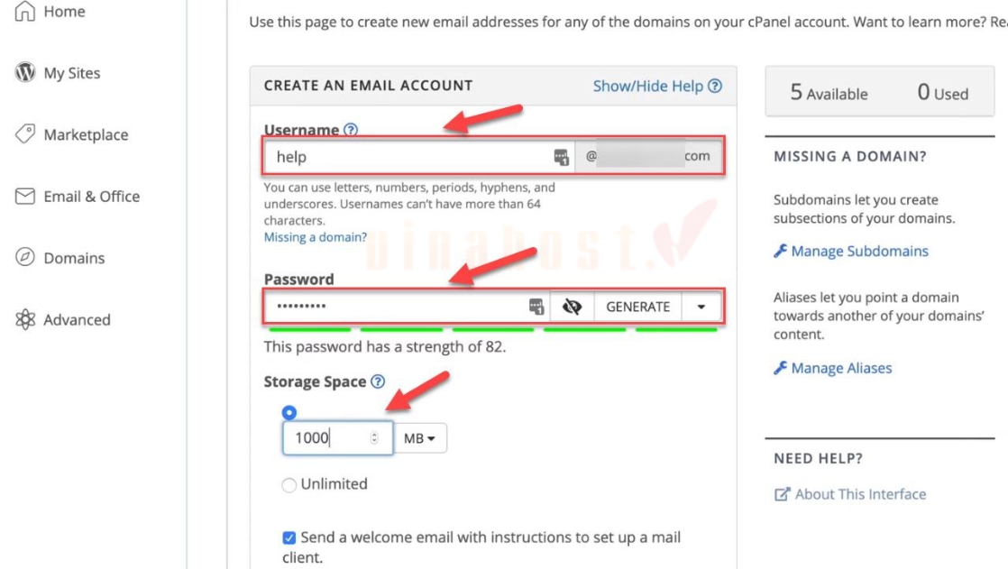 tao tai khoan email tren email hosting 15 - #1 Hosting Giá Rẻ, VPS Giá Rẻ, Máy Chủ Vật Lý, Email, Cloud Server Cách quản lý tài khoản Email Hosting sau khi tạo