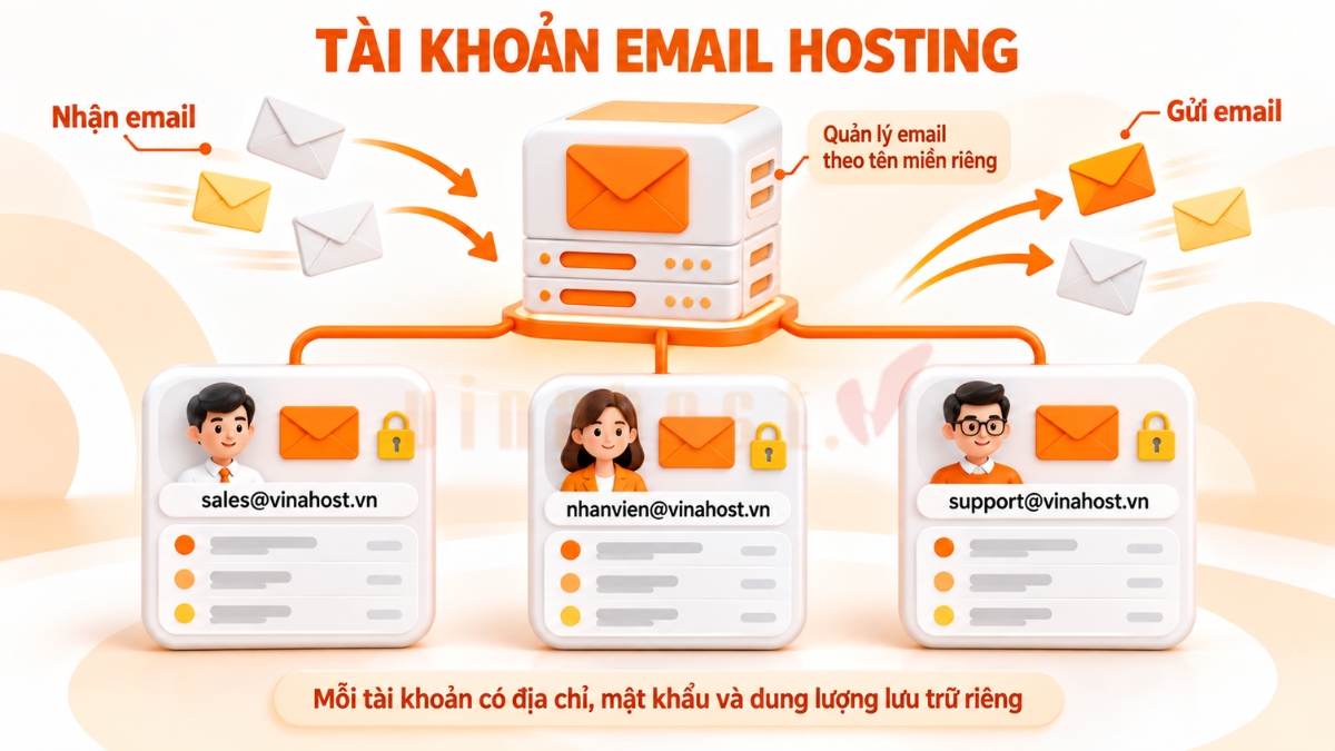 tao tai khoan email tren email hosting 17 - #1 Hosting Giá Rẻ, VPS Giá Rẻ, Máy Chủ Vật Lý, Email, Cloud Server Tài khoản Email trên Email Hosting là hộp thư điện tử sử dụng tên miền riêng của cá nhân hoặc doanh nghiệp, cho phép gửi, nhận và quản lý email thông qua hệ thống lưu trữ thư chuyên dụng.