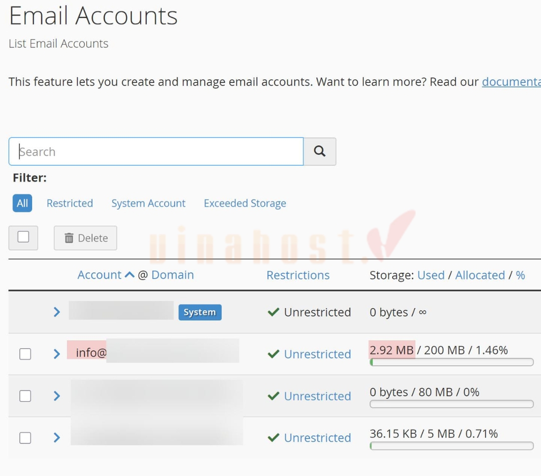 tao tai khoan email tren email hosting 6 - #1 Hosting Giá Rẻ, VPS Giá Rẻ, Máy Chủ Vật Lý, Email, Cloud Server Cách kiểm tra tài khoản Email sau khi tạo